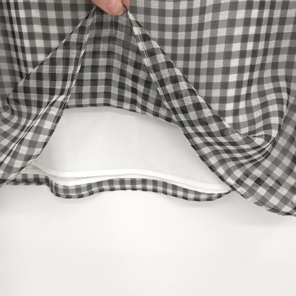 Calvin Klein chiffon flare sleeve gingham tunic top womens Size XL black white - Picture 7 of 11